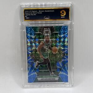 2022-23 Panini Mosaic Jaylen Brown Reactive Blue Prizm #9 Boston Celtics Graded